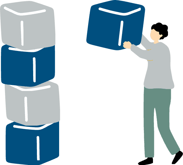ブロックを積み上げている人物のイラスト